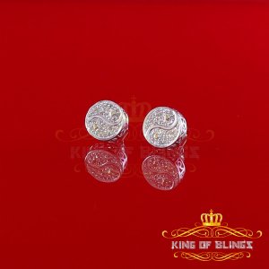 King 19732W-A33KOB Aretes Para Hombre 925 Sterling Silver Carat Round 