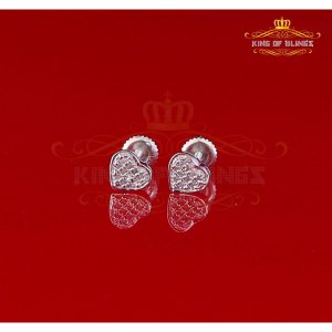 King 12702W-A11KOB Aretes Para Hombre 925 Sterling Silver Carat Round 