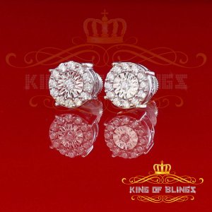 King 19246W-A12KOB Aretes Para Hombre 925 White Silver Iced Out Cz Rou