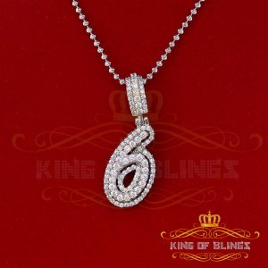 King 18579W6-A49KOB-001 10k White Gold Finish Cursive 3d Numbers With 