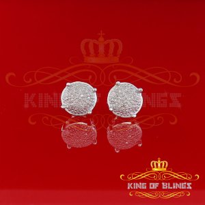 King 19589W-A45KOB Aretes Para Hombre 925 Sterling Silver Carat Round 