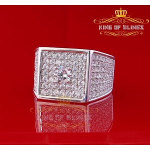 King 11380W-A39KOB 10k White Gold Finish Lab Created Diamond Silver Ri