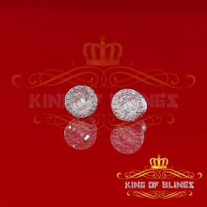 King 19826W-A32KOB Aretes Para Hombre 925 Sterling Silver Carat Round 