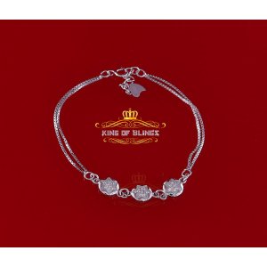 King 13859WE-A15KOB 10k White Gold Finish Silver Ladies Bracelet With 