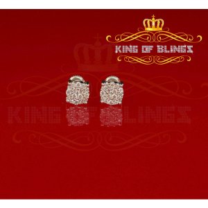 King 19096W-A9KOB Aretes Para Hombre 925 White Silver Iced Out Cz Roun