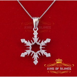 King 13472W-A29KOB 10k White Gold Finish Real Diamond Silver Pendant (