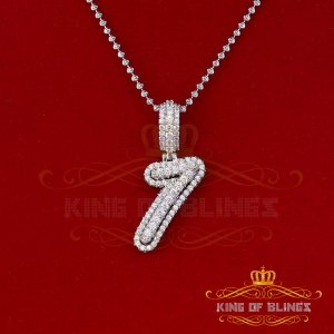 King 18579W7-A49KOB-001 10k White Gold Finish Cursive 3d Numbers With 