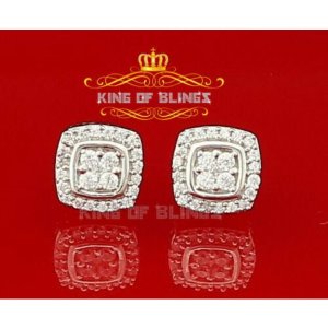 King 11041W-A10KOB Silver Earring 10k White Gold Finish Silver Stud Me