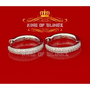 King 14335W-A19KOB White Gold Finish Silver 19mm Hoop Earrings With La