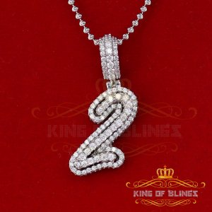 King 18579W2-A49KOB-001 10k White Gold Finish Cursive 3d Numbers With 