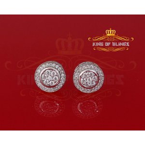 King 18815W-A9KOB Aretes Para Hombre 925 White Silver Iced Out Cz Roun