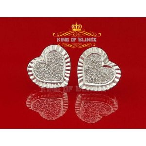 King 12720W-A59KOB Micro Pave Earrings For Women Real Diamonds Ct Silv