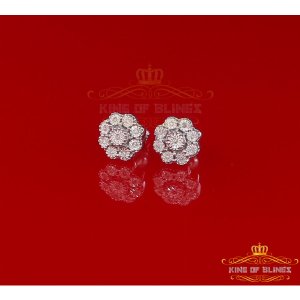 King 19479W-A22KOB Diamond Stud Earrings For Women Sterling Silver Stu