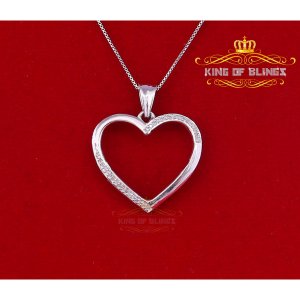 King 12626W-A39KOB 10k White Gold Finish Real Diamond Silver Pendant (