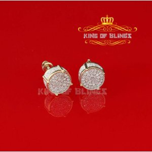 King 16030Y-A19KOB Aretes Para Hombre 925 Yellow Silver Iced Out Cz Ro