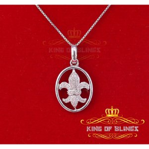 King 13558W-A29KOB 10k White Gold Finish Real Diamond Silver Pendant (