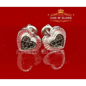 King 12413WB-A29KOB Stud Earrings For Women Real Diamonds 0.12ct 925 S