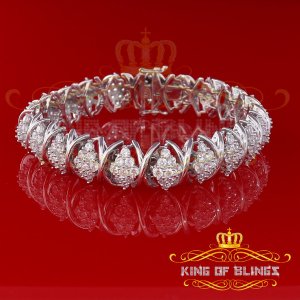 King 11469W-A189KOB 10k White Gold Finish Silver Ladies Bracelet With 