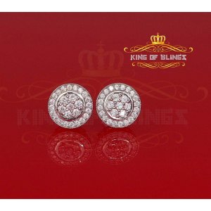 King 18816W-A15KOB Aretes Para Hombre 925 White Silver Iced Out Cz Rou