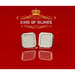 King 14737W-A19KOB 10k White Gold Finish Silver Women's Earrings With 