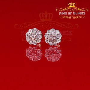 King 19315Y-A33KOB 0.15ct Carat Diamond Stud Earrings For Women Sterli