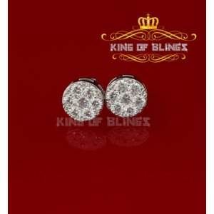 King 16155W-A19KOB 10k White Gold Finish Silver Stud Men'sladies Earri