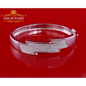 King 14066W-A69KOB 10k White Gold Finish Silver Ladies Bangle With Lab