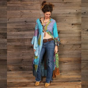 Jayli AS20Wduster:AS20-sky-L Janis Duster Jayapuri Patch Duster Jacket