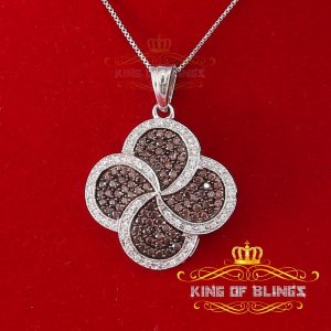 King 12177W-A34KOB 10k White Gold Finish Silver Pendant With Chocolate