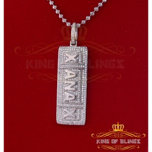 King 16309W-A49KOB 10k White Gold Finish Silver Pendant With Lab Creat