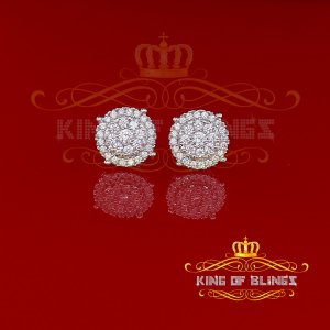 King 19844W-A29KOB Aretes Para Hombre 925 White Silver Iced Out Cz Rou