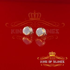 King 19739Y-A33KOB 0.15ct Carat Diamond Stud Earrings For Women Sterli