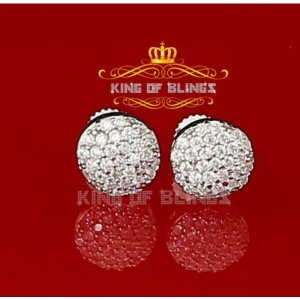 King 12215W-A10KOB Silver Earring 10k White Gold Finish Silver Stud Me