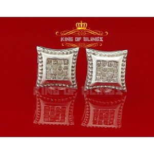 King 12940W-A49KOB Aretes Para Hombre 925 Sterling Silver Carat Round 