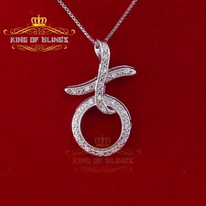 King 12148W-A9KOB 10k White Gold Finish Silver Pendant With Lab Create