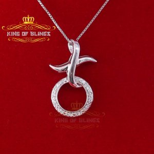 King 12149W-A9KOB 10k White Gold Finish In Silver Pendant With Lab Cre