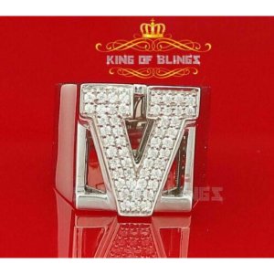 King 15159WV-A39KOB 10k White Gold Finish Alphabets Silver Rings With 