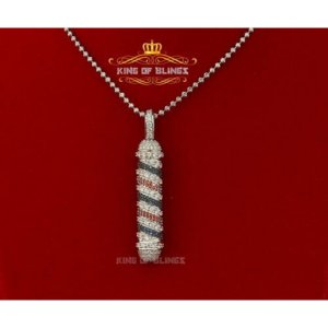 King 16122W-A49KOB 10k White Gold Finish Silver Pendant With Lab Creat