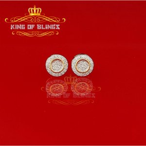 King 9669Y-A9KOB Aretes Para Hombre 925 Yellow Silver Iced Out Cz Roun