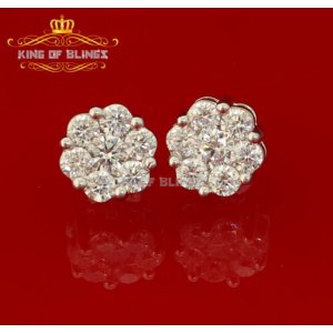 King 10350W-A19KOB Men's White Hip Hop Iced Flower Cluster Sterling Si