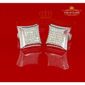 King 11431W-A29KOB Aretes Para Hombre 925 Sterling Silver Carat Round 