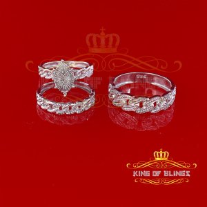 King 19889W-A89KOB 925 Silver With 0.33ct Real Diamond Men's  Women's 