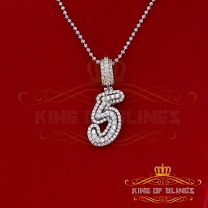 King 18579W5-A49KOB-001 10k White Gold Finish Cursive 3d Numbers With 