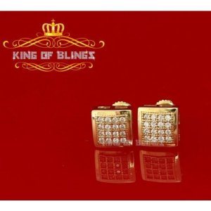 King 9583Y-A12KOB Men's Elegant Square Yellow Gold Sterling Silver Scr