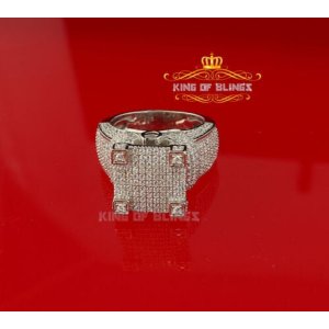 King 10079W-A39KOB 10k White Gold Finish Lab Created Diamond Men's Sil