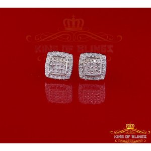 King 16893W-A79KOB Real Diamond 0.50ct 925 Silver White Hip Hop Stud F