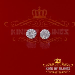 King 19685W-A15KOB Aretes Para Hombre 925 White Silver Iced Out Cz Rou