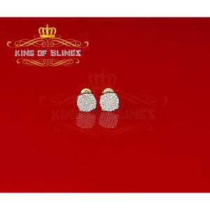 King 9673Y-A12KOB Aretes Para Hombre 925 Yellow Silver Iced Out Cz Rou