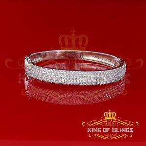 King 14065W-A59KOB 10k White Gold Finish Silver Ladies Bangle With Lab