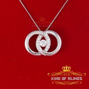 King 12062W-A15KOB 10k White Gold Finish Silver Pendant With Lab Creat